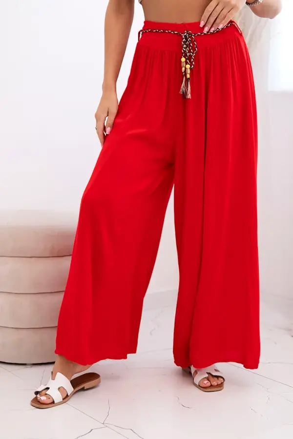 Kesi Włoski Kesi Włoski Women's wide-leg viscose trousers red
