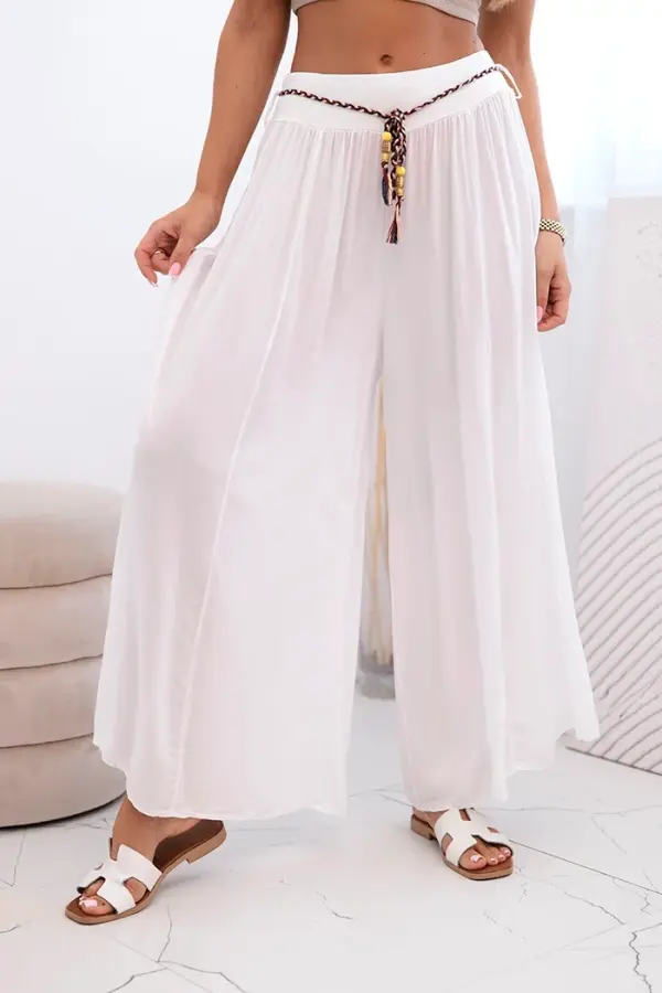 Kesi Włoski Kesi Włoski Women's wide-leg viscose trousers white