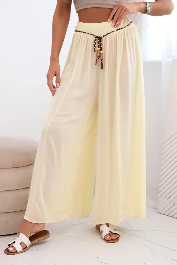 Kesi Włoski Kesi Włoski Women's wide-leg viscose trousers yellow