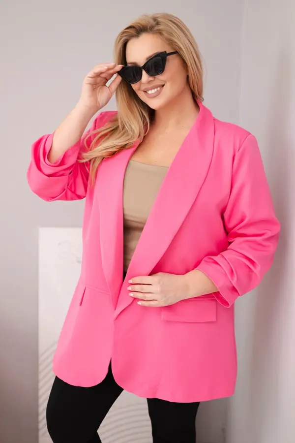Kesi Włoski Kesi Włoski ženski elegantni roza blazer večje velikosti