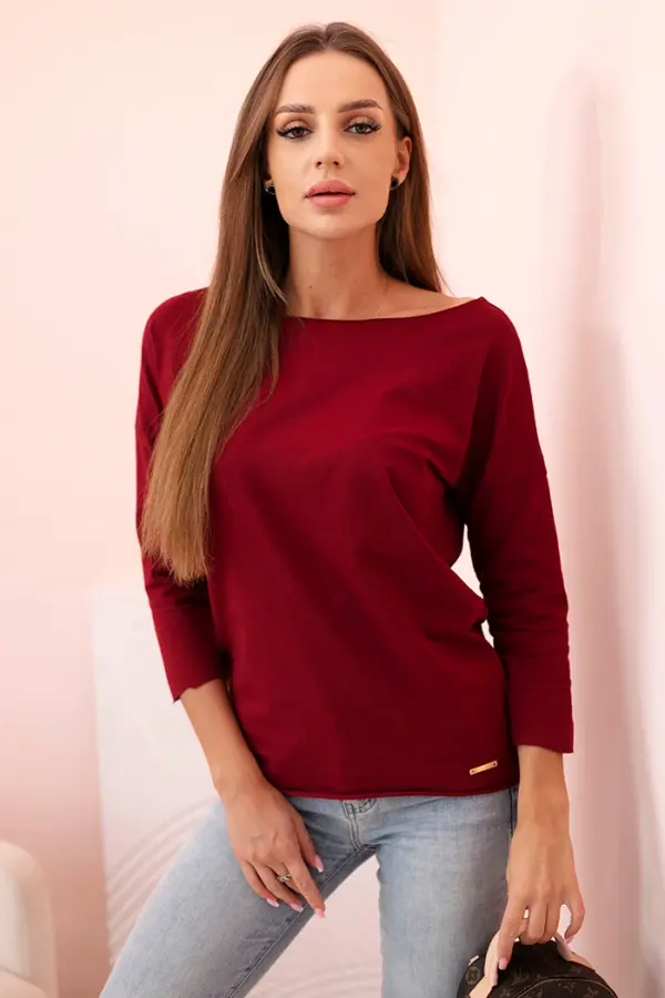 Kesi Kesi Women's blouse with a boat neckline burgundy