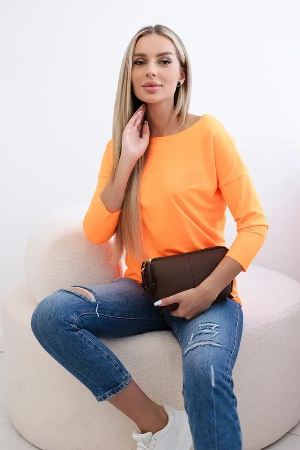 Kesi Kesi Women's blouse with a boat neckline orange neon
