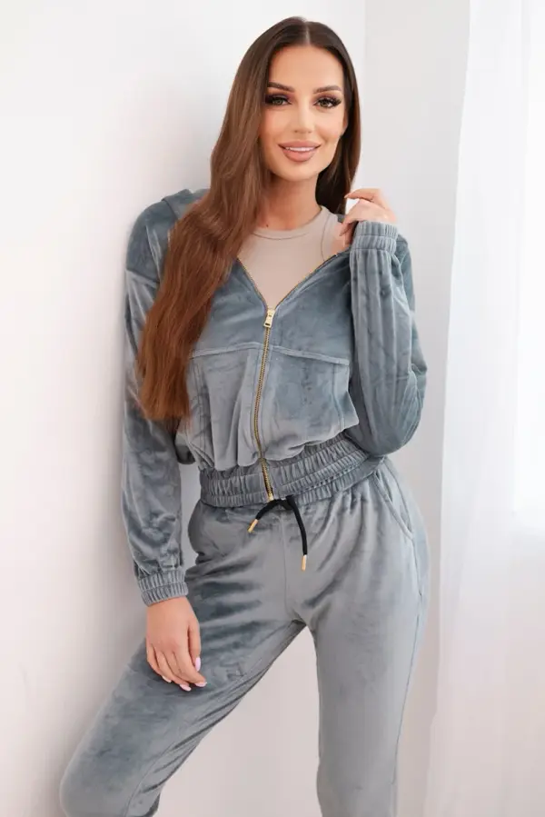 Kesi Kesi Women's cotton 3-piece set with a sweatshirt, top, and sweatpants neon pink