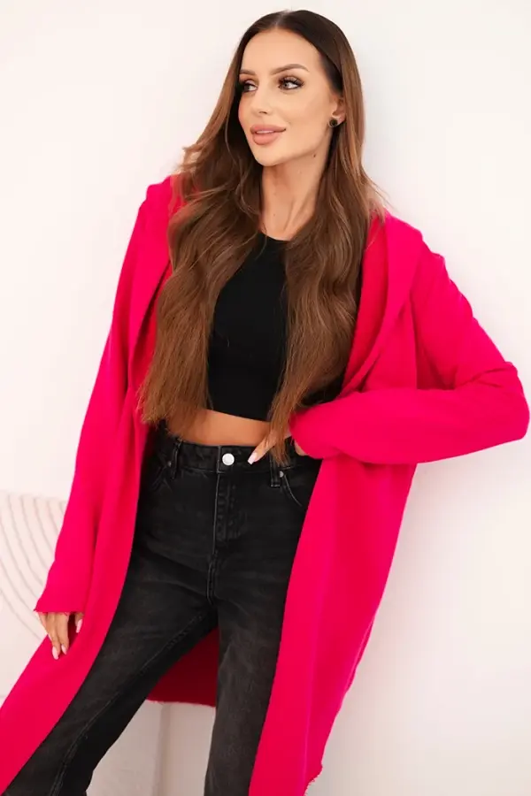 Kesi Kesi Women's cotton hoodie with an elongated front fuchsia