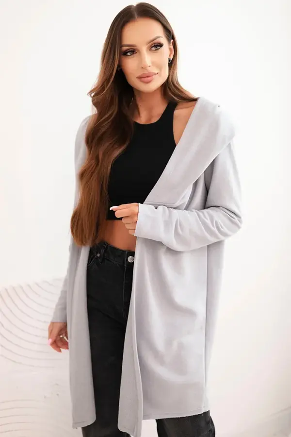 Kesi Kesi Women's cotton hoodie with an elongated front gray