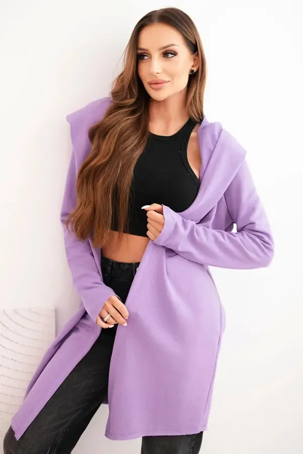 Kesi Kesi Women's cotton hoodie with an elongated front purple