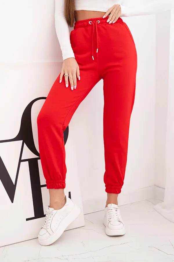 Kesi Kesi Women's cotton pants with an elastic waistband red