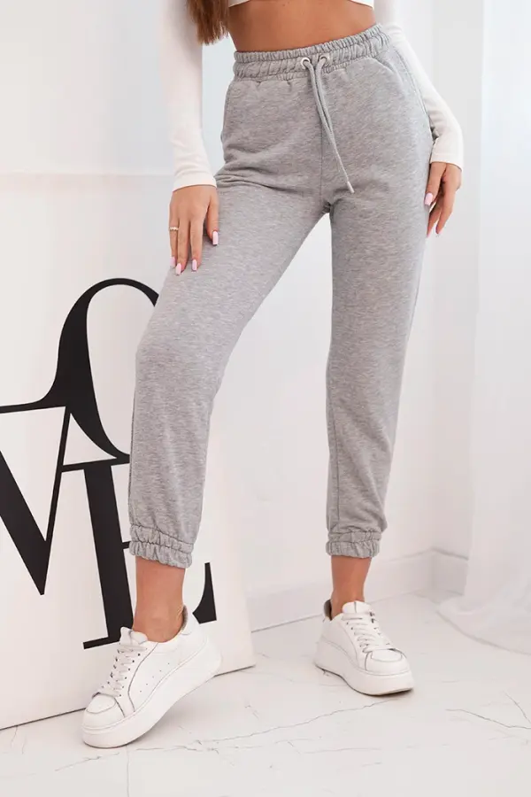 Kesi Kesi Women's cotton pants with elastic waistband gray