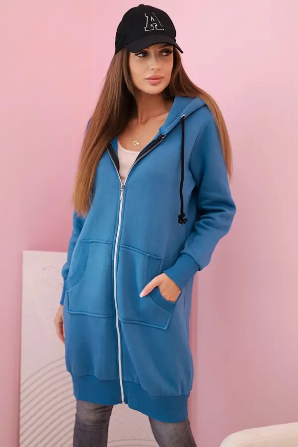 Kesi Kesi Women's insulated sweatshirt with hood and zipper denim