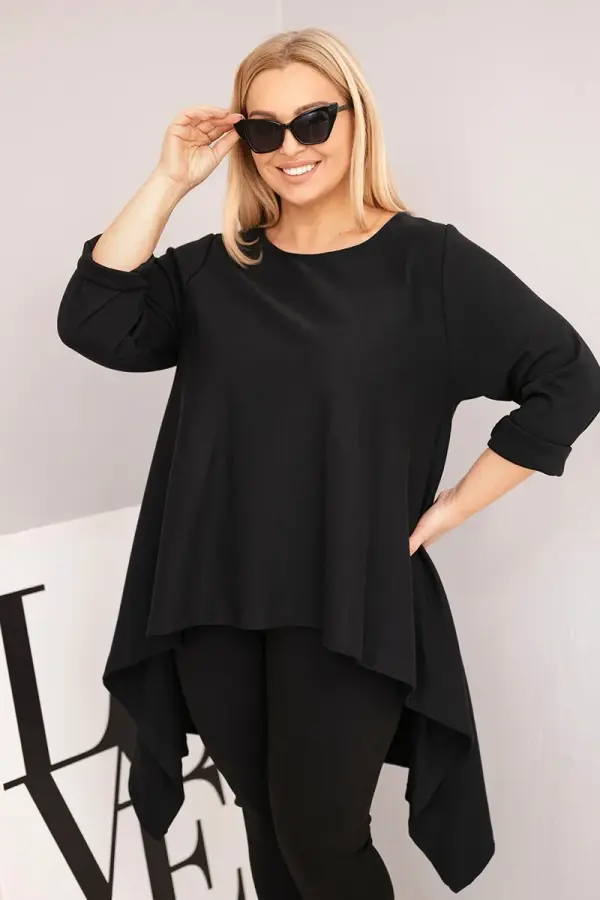 Kesi Kesi Women's Plus Size cotton tunic with an asymmetrical cut black