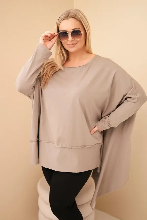 Kesi Włoski Kesi Women's Plus Size tunic made of cotton with an asymmetric hem fango
