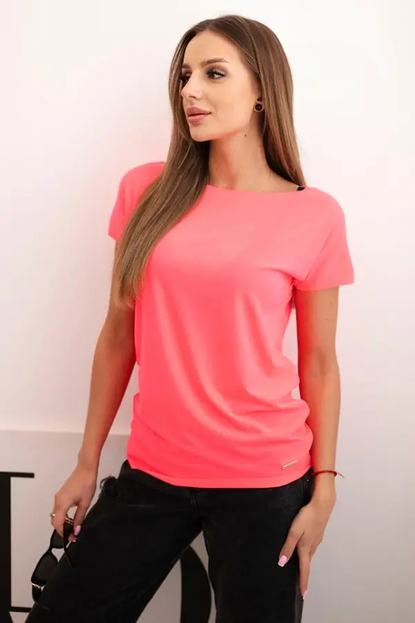 Kesi Kesi Women's short-sleeve basic blouse neon pink
