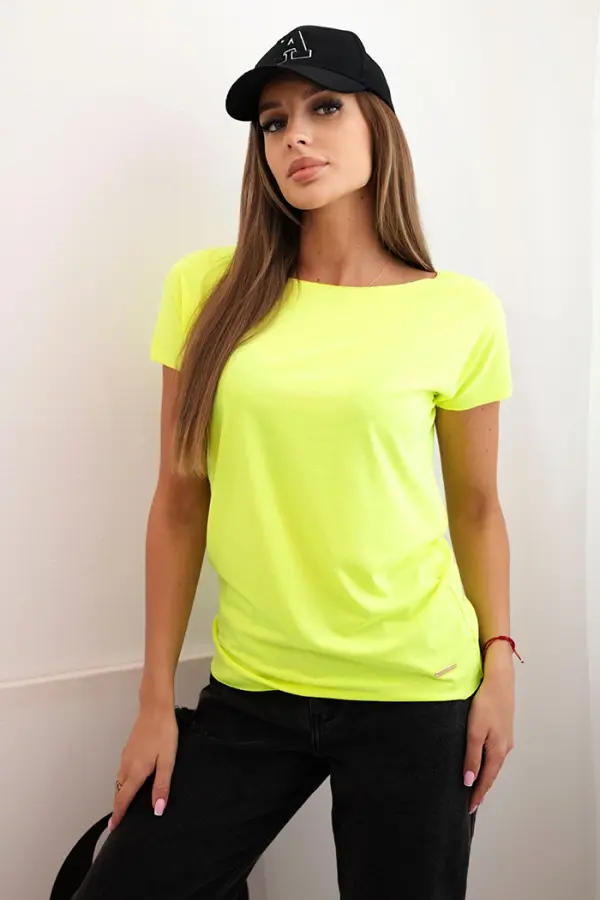 Kesi Kesi Women's short sleeve basic blouse neon yellow