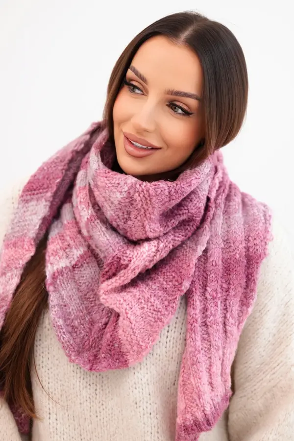 Kesi Kesi Women's soft and warm wool scarf in colorful stripes KN19 dark pink