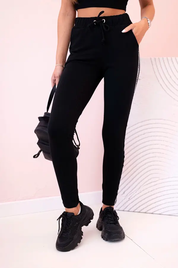 Kesi Kesi Women's sweatpants with side stripes and drawstring waist black