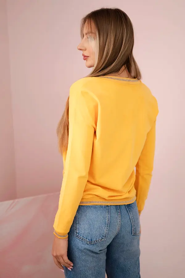 Kesi Kesi Women's sweatshirt with a sequin inscription mustard