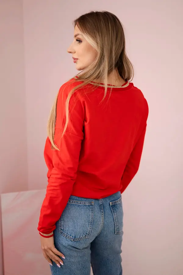 Kesi Kesi Women's sweatshirt with a sequin inscription red