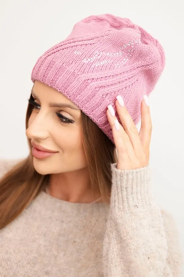 Kesi Kesi Women's winter cap with wool in a loose fit K442 pink