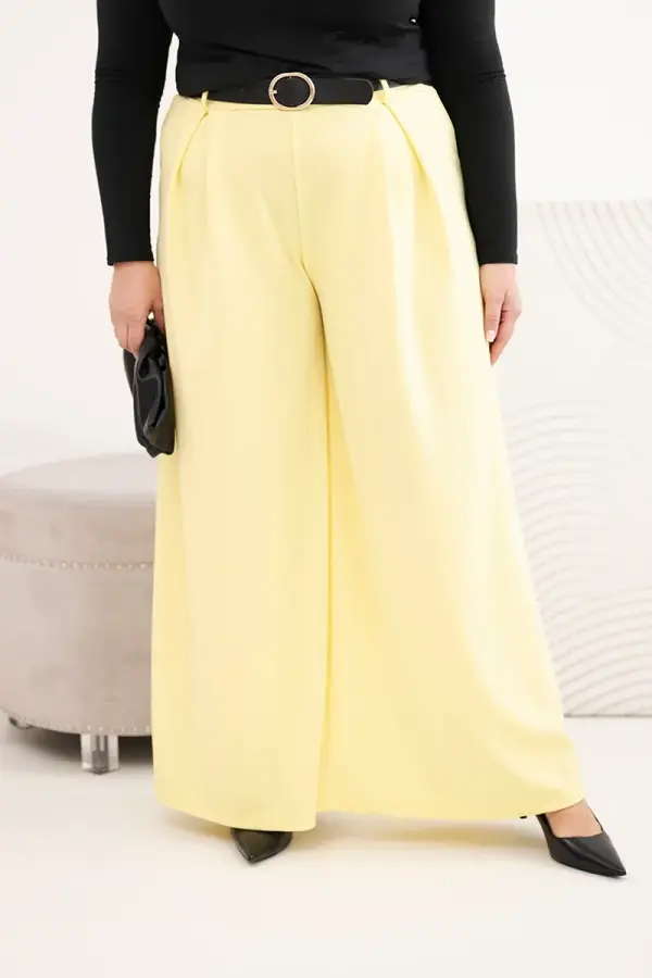 Kesi Włoski Kesi ženske široke hlače s pasom, rumene