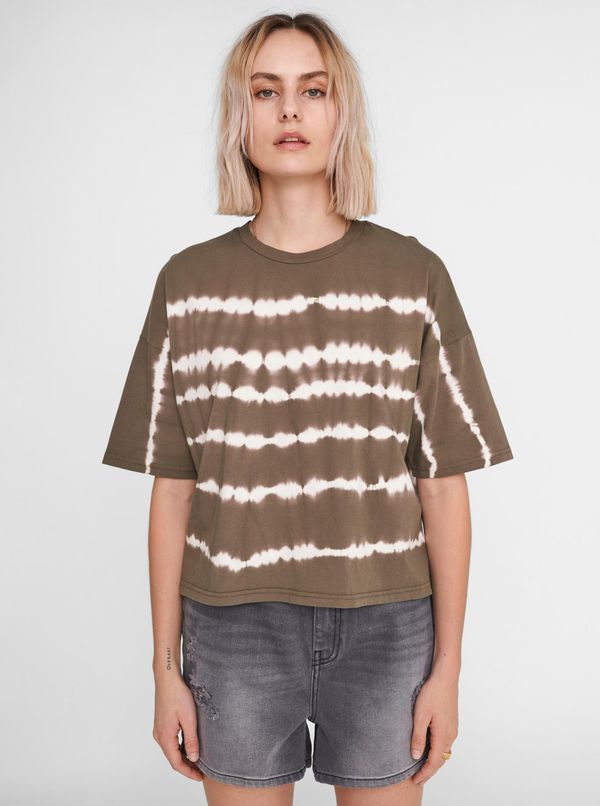 Noisy May Khaki patterned loose T-shirt Noisy May Buster - Women