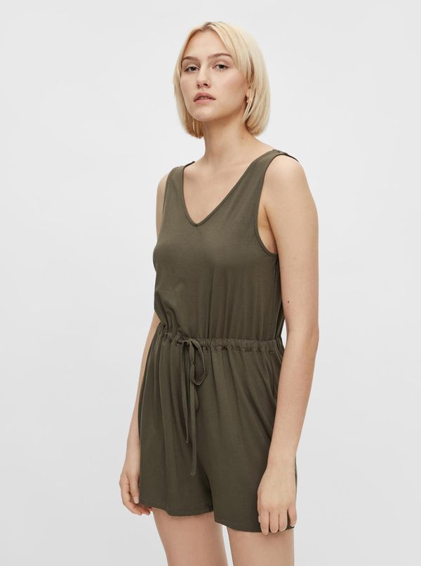 Pieces Khaki Short Jumpsuit with Ties Pieces Neora - Women