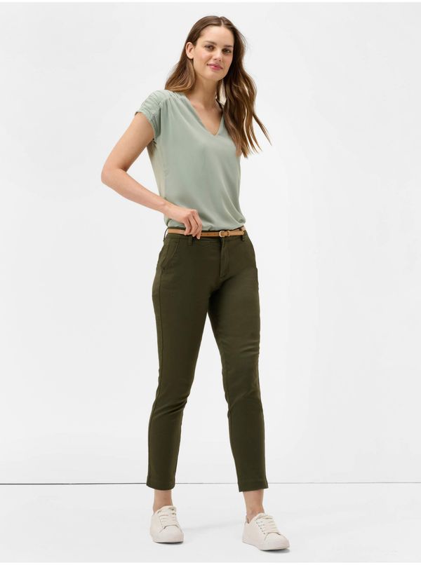 Orsay Khaki Shortened Chino Pants with Belt ORSAY - Women