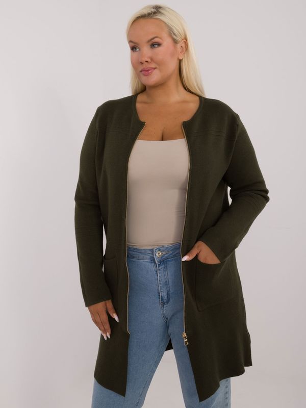 Fashionhunters Khaki sweater plus size with closure