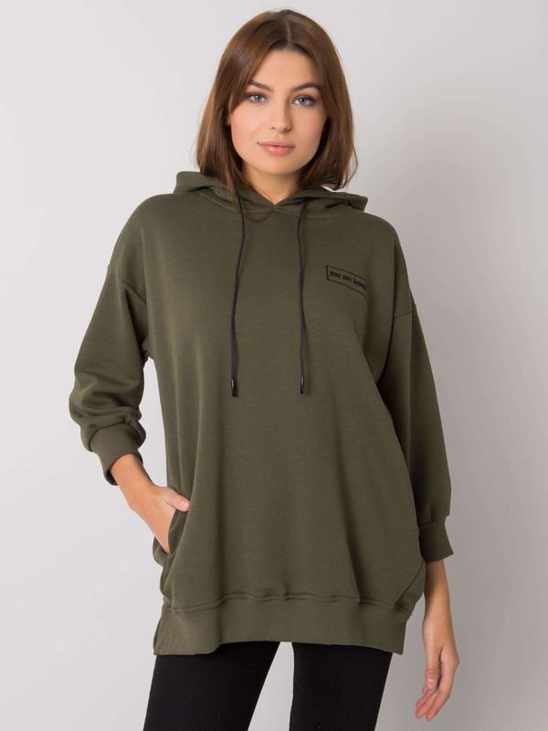 Fashionhunters Khaki sweatshirt with Leora pockets