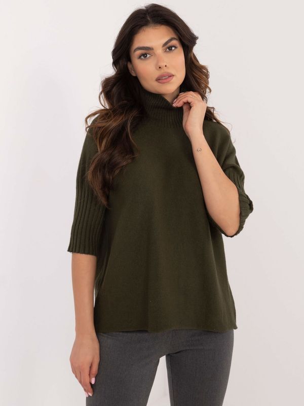 Fashionhunters Khaki turtleneck sweater