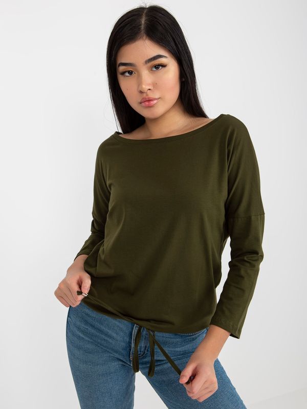 Fashionhunters Khaki Women's Basic Ribbed T-Shirt by Fiona