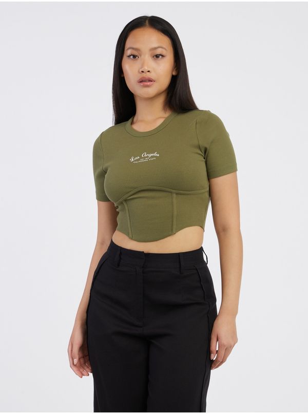 Only Khaki Womens Crop Top ONLY Lola - Women