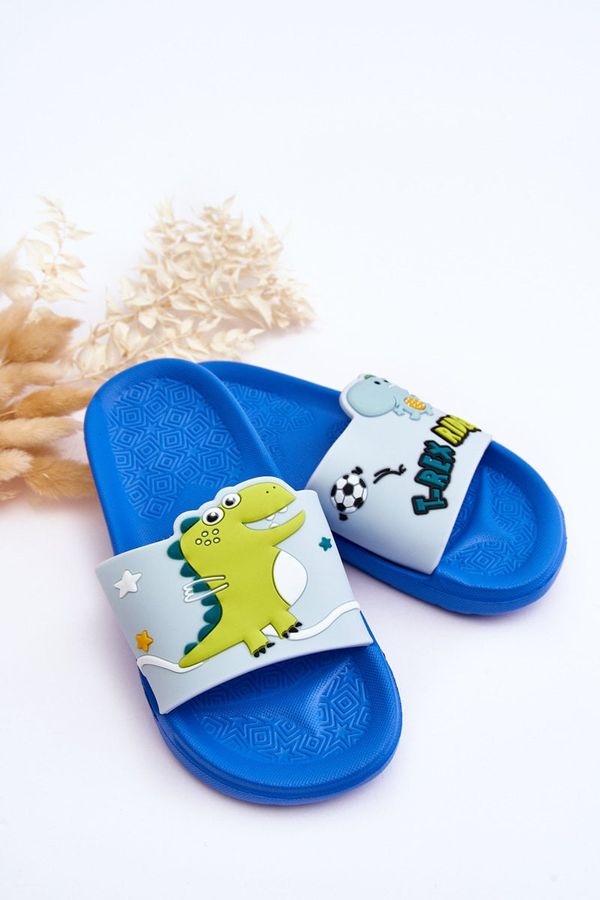 Kesi Kids Dinosaur T-Rex Slides Dark Blue Bernis