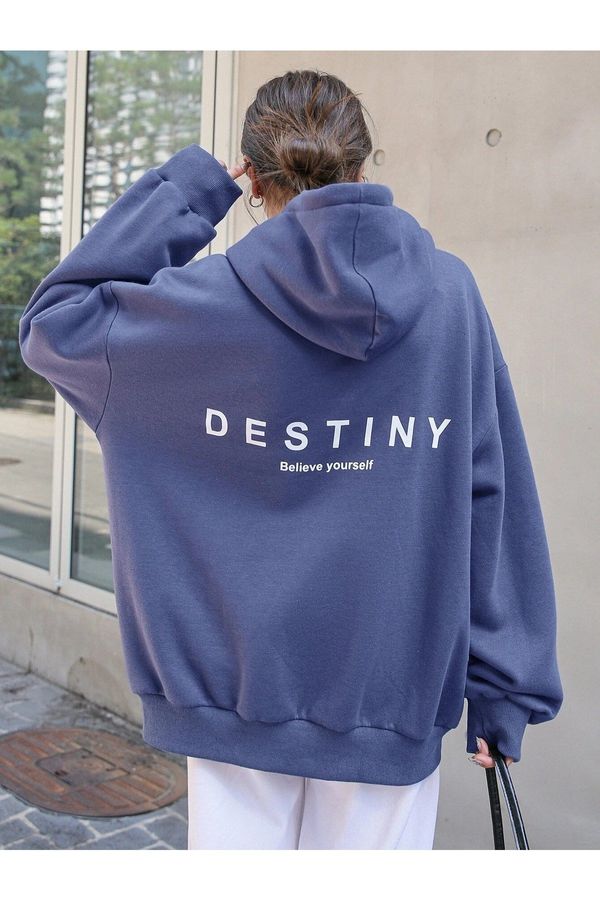 Know Know Destiny Design Printed Sweatshirt Indigo Blu