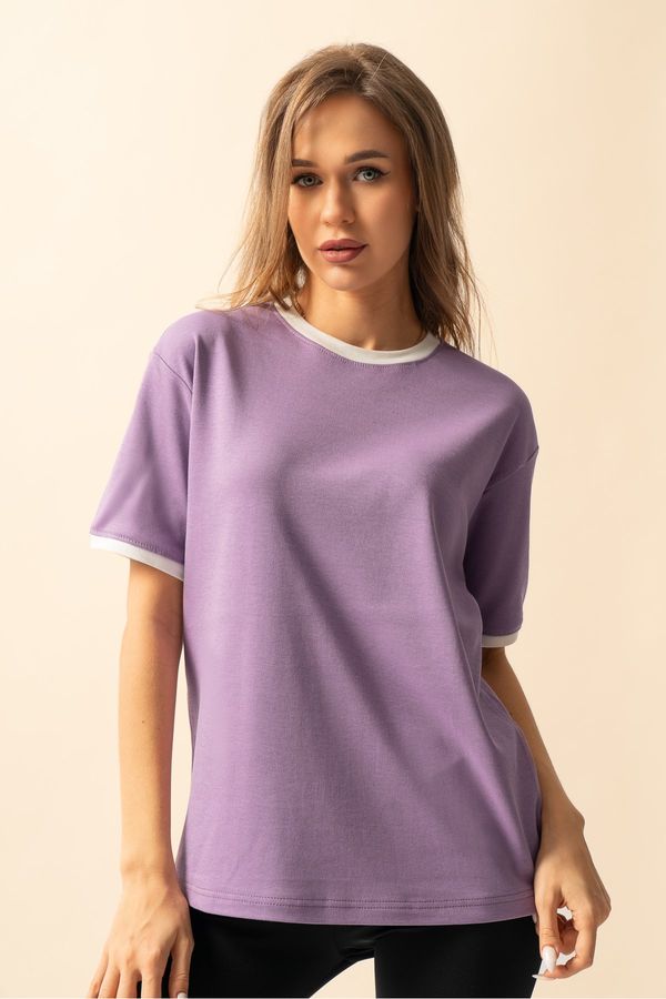 Know Know Women's Lilac Combed Cotton Interlock Oversize T-Shirt