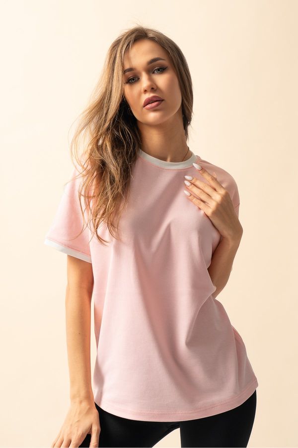 Know Know Women's Pink Combed Cotton Interlock Oversize T-Shirt