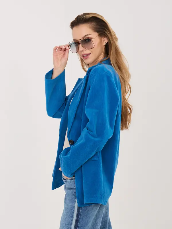 RUE PARIS Kobaltna prevelika jeans jakna