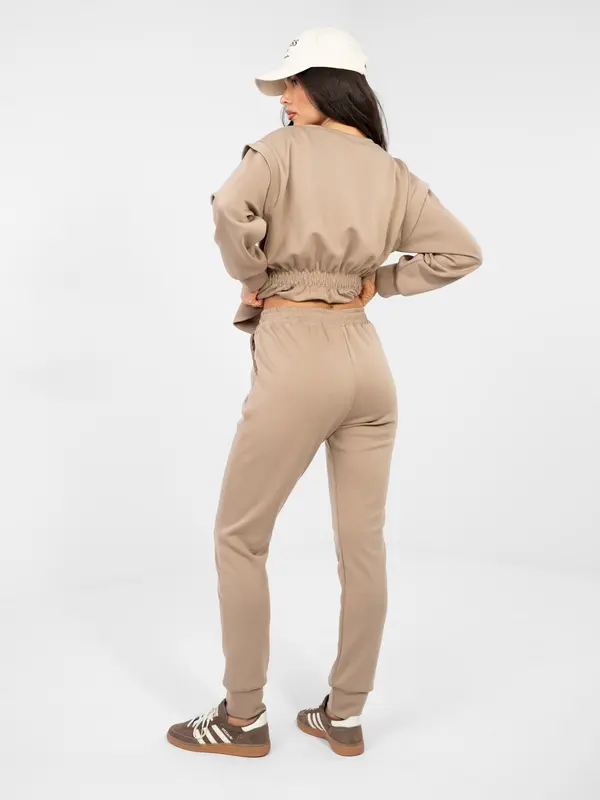 RUE PARIS Komplet iz mehkega materiala, temno bež barve