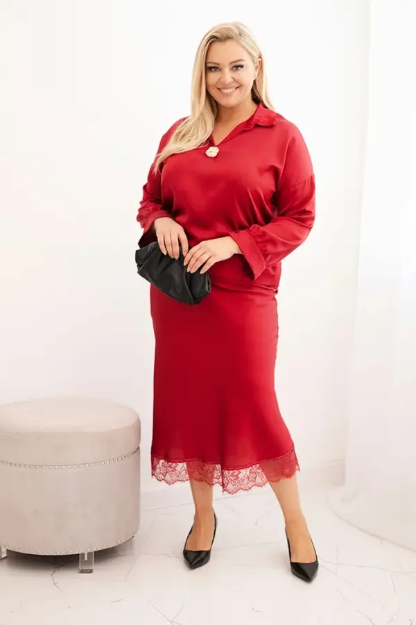 Kesi Włoski Komplet za večje velikosti s čipko in satenastim sijajem