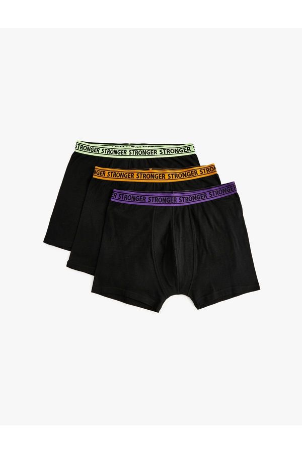 Koton Koton 3-Piece Boxer Set Slogan Printed Cotton