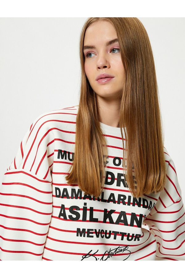 Koton Koton Atatürk's Word Printed Sweatshirt Cotton Long Sleeve Crew Neck 100th Anniversary Special