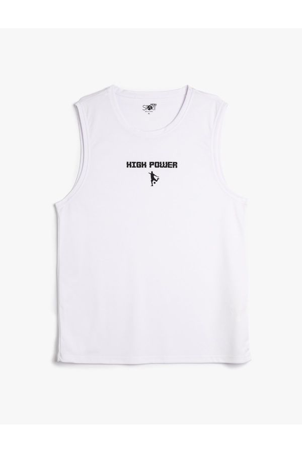 Koton Koton Athletic Singlets with a Relaxed Cut Motto Printed Sleeveless Crew Neck.