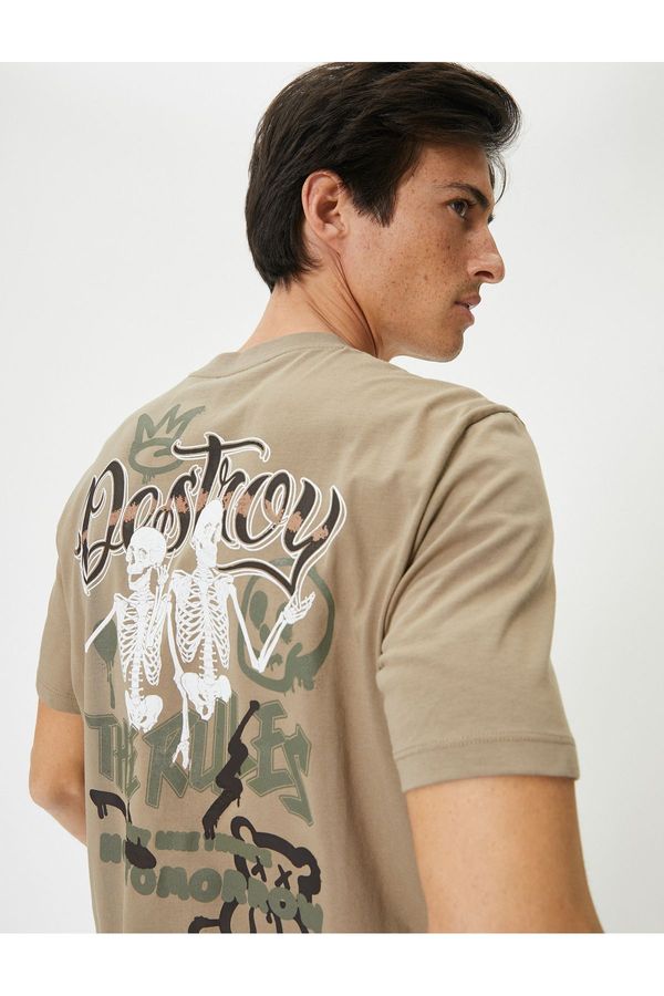 Koton Koton Back Printed T-Shirt Crew Neck Short Sleeve Cotton