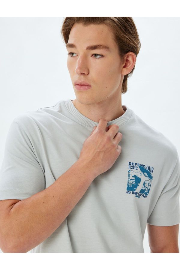 Koton Koton Back Printed T-Shirt Crew Neck Short Sleeve Cotton