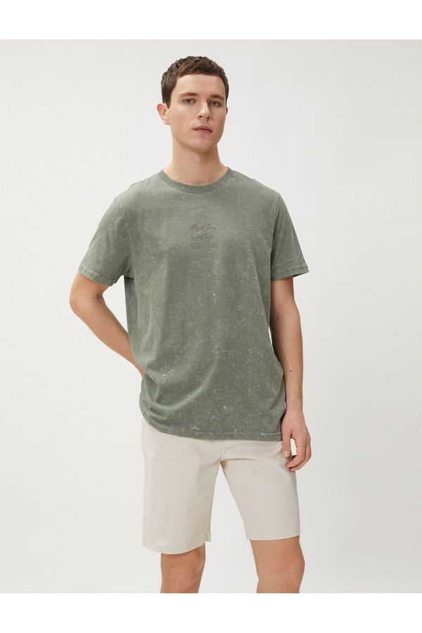 Koton Koton Basic Gabardine Shorts Faded Effect Buttoned Cotton