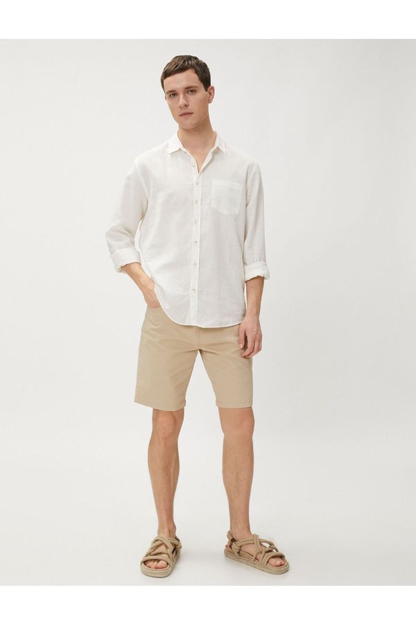 Koton Koton Basic Gabardine Shorts with Five Pockets Detailed and Buttoned Cotton