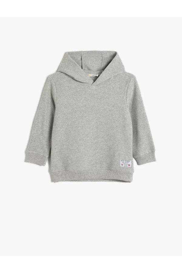 Koton Koton Basic Hooded Sweatshirt Long Sleeve Crew Neck Textured