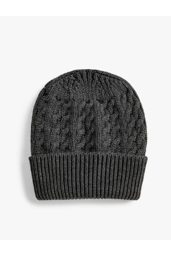 Koton Koton Basic Knitted Beret with Folding Detail