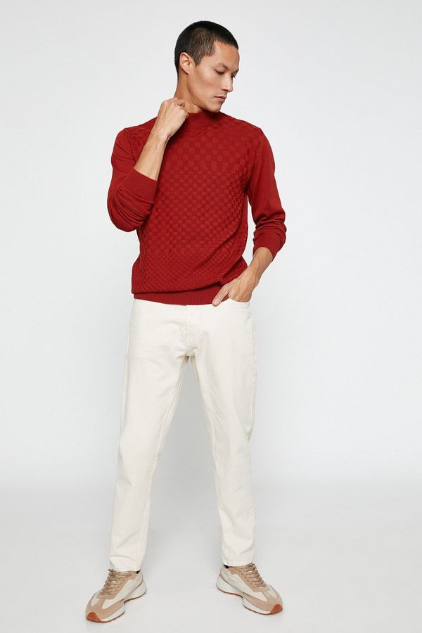 Koton Koton Basic Knitwear Sweater Half Turtleneck Long Sleeve Geometric Patterned