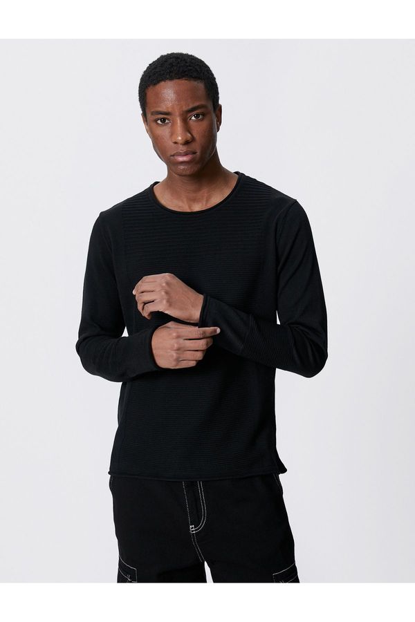 Koton Koton Basic Knitwear Sweater Textured Round Neck Slim Fit