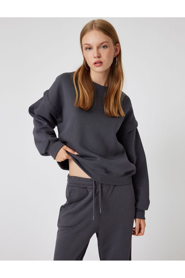 Koton Koton Basic Oversize Sweatshirt Long Sleeve Crew Neck Stitch Detail